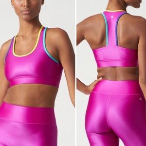 All Access Front Row Bra in Phantom Pink Multi Seam Shine